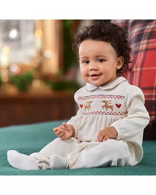 Ralph Lauren Baby Girls' Hand Embroidered Organic Cotton Coverall