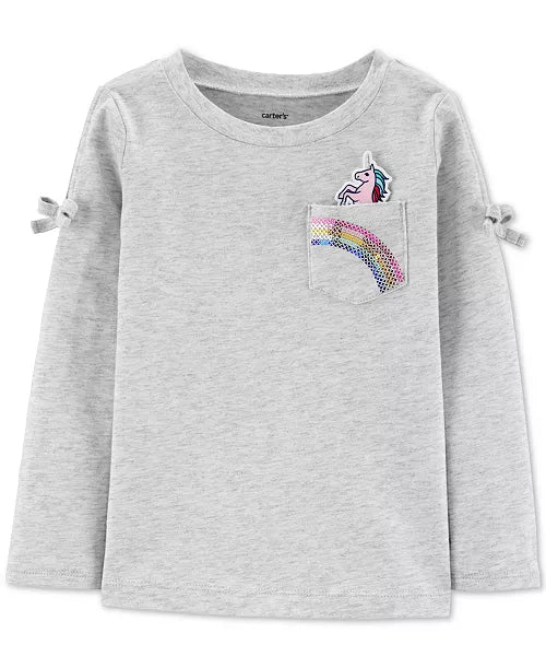 Carter's Girls Cotton Unicorn Pocket T-Shirt