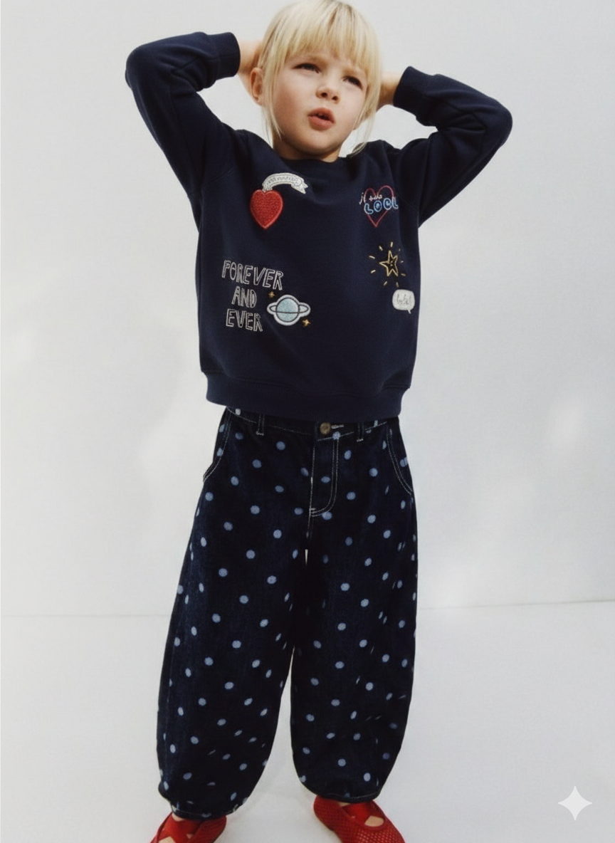 Zara Girls Embroidered Patch Sweatshirt