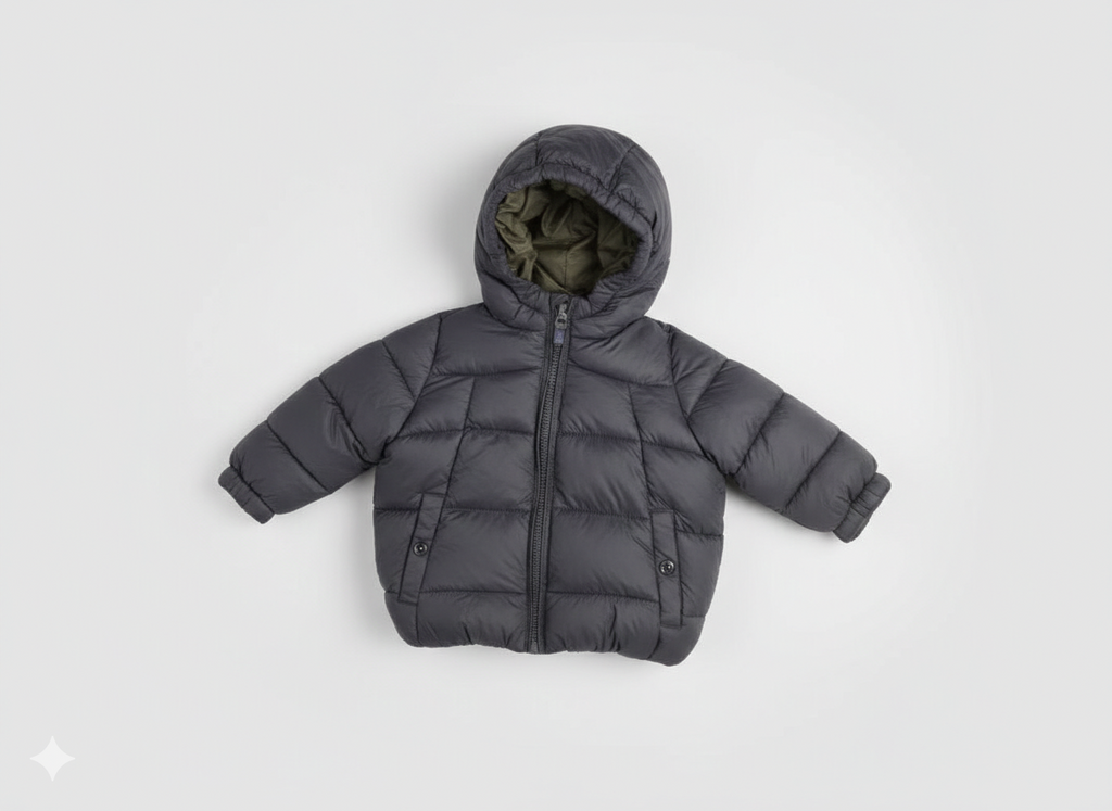 Zara Baby Boy Padded Hooded Jacket – Dark Grey