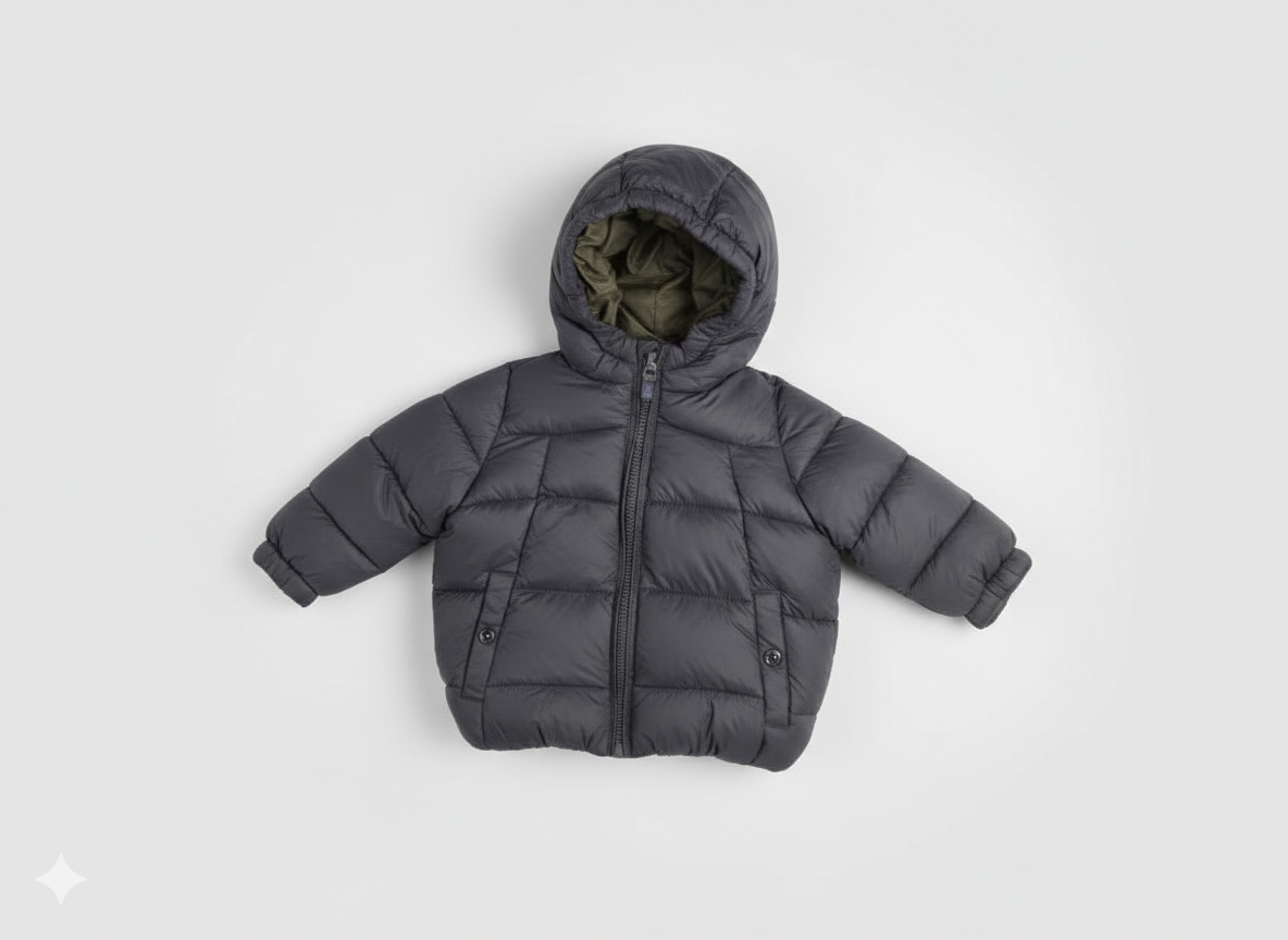 Zara Baby Boy Padded Hooded Jacket – Dark Grey