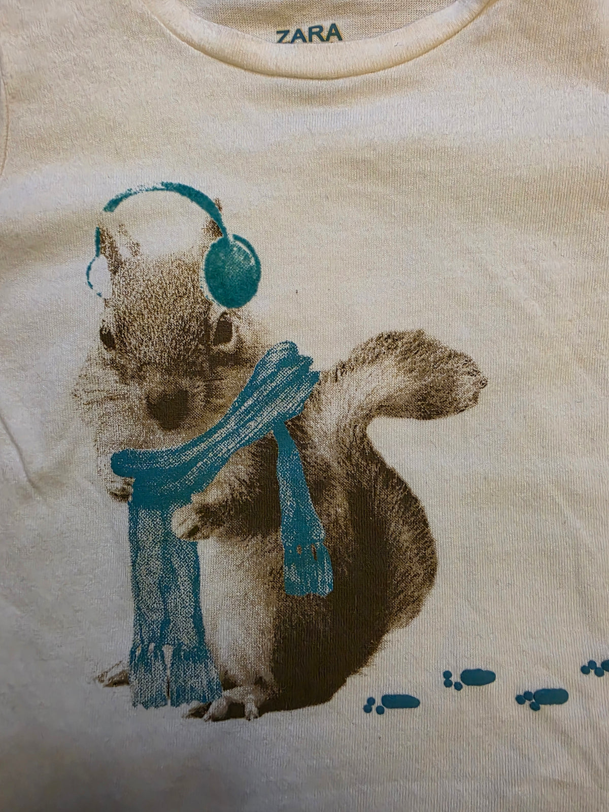 ZARA SQUIRREL PRINT LONG SLEEVE T-SHIRT