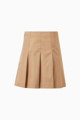 BURBERRY  EKD Pleated Skirt in Cotton Twill