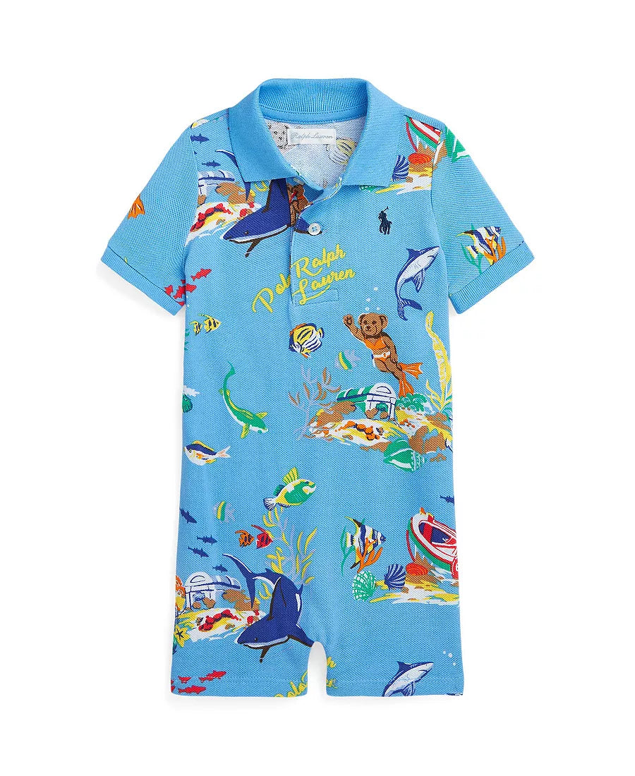 Ralph Lauren Polo Bear Cotton Mesh Polo Shortall