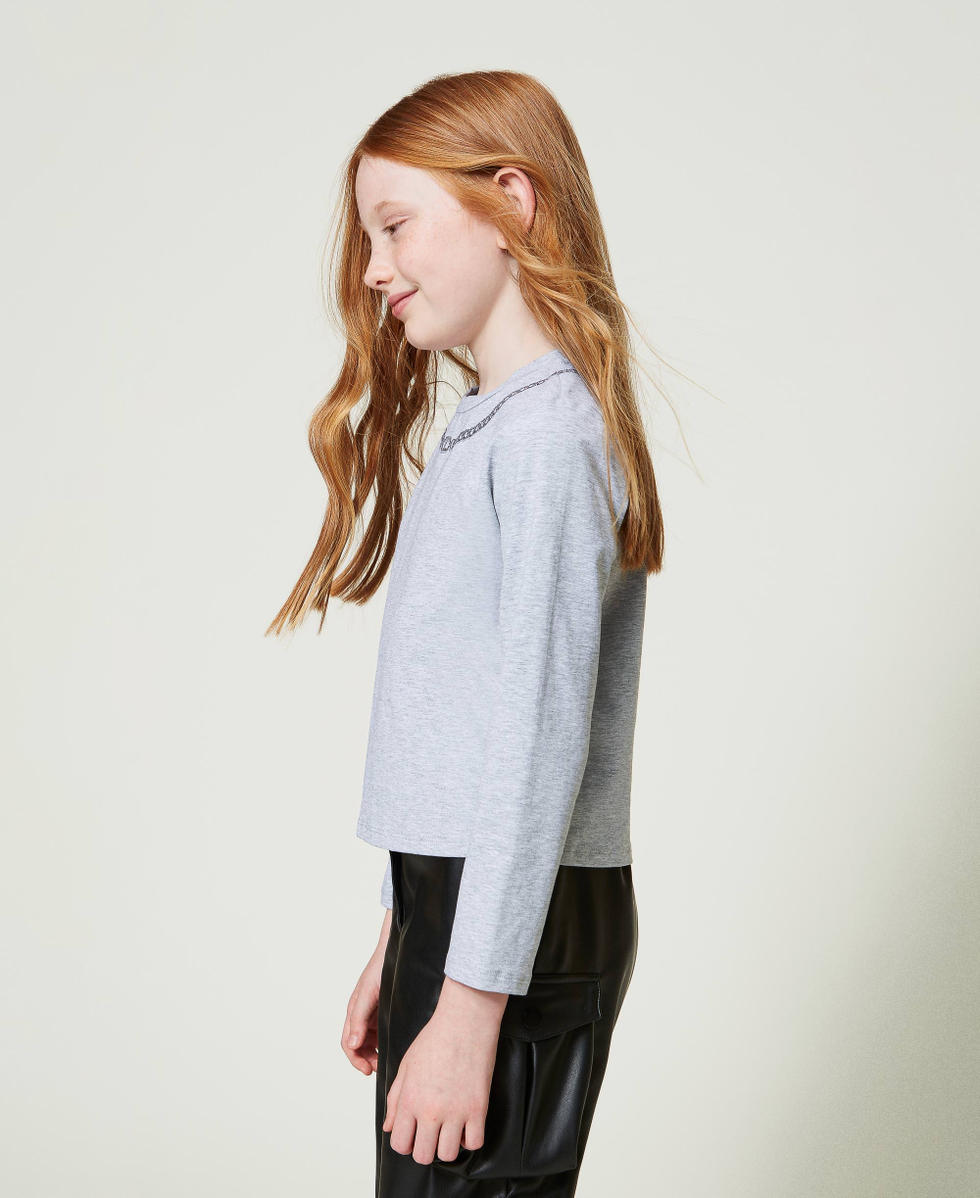 Twinset T-shirt with necklace print and rhinestones