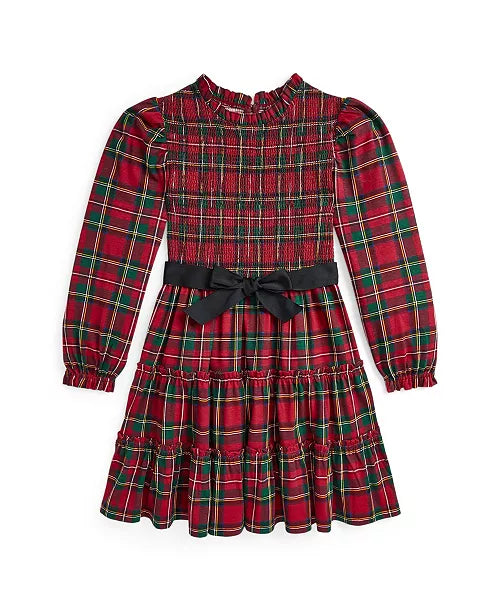 Polo Ralph Lauren Toddler and Little Girls Plaid Smocked Cotton Jersey Dress