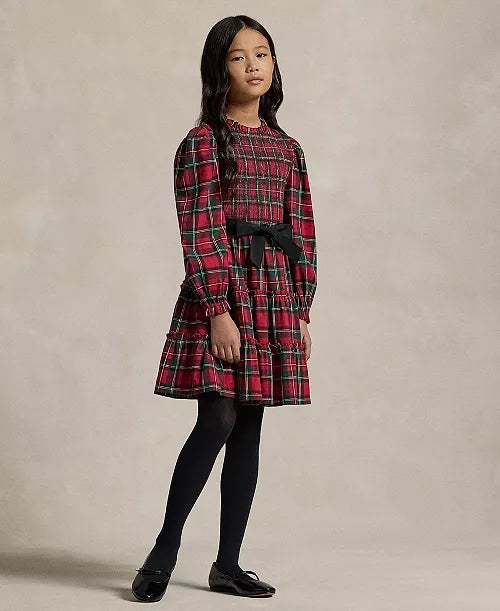 Polo Ralph Lauren Toddler and Little Girls Plaid Smocked Cotton Jersey Dress
