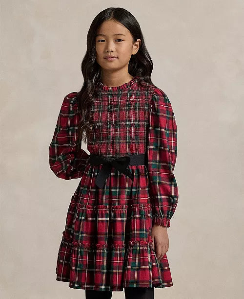 Polo Ralph Lauren Toddler and Little Girls Plaid Smocked Cotton Jersey Dress