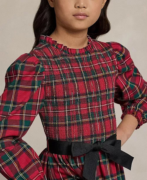 Polo Ralph Lauren Toddler and Little Girls Plaid Smocked Cotton Jersey Dress