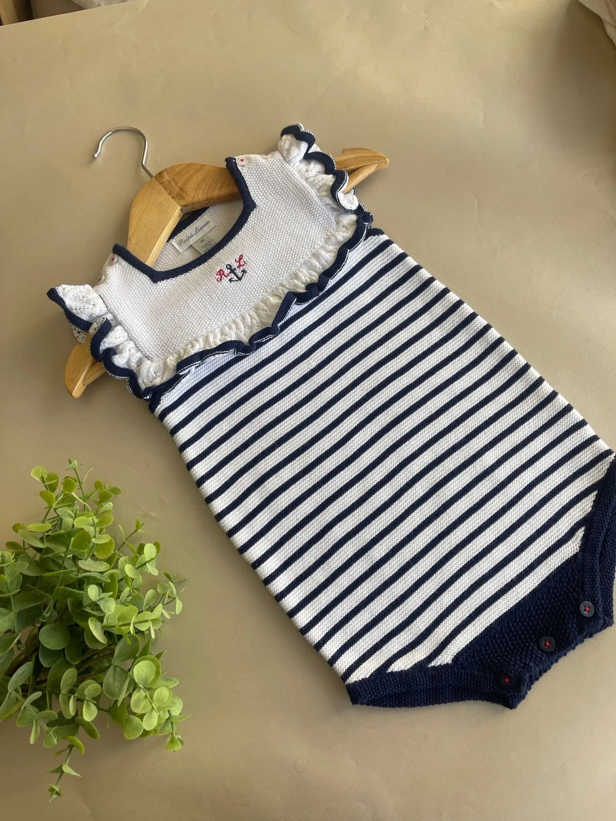 Ralph Lauren Crochet Knit Infants Romper