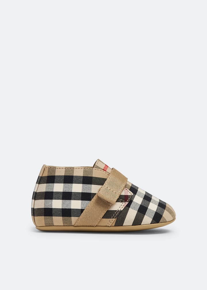 Burberry Kid's Charlton Vintage Check Grip-Strap Booties, Baby