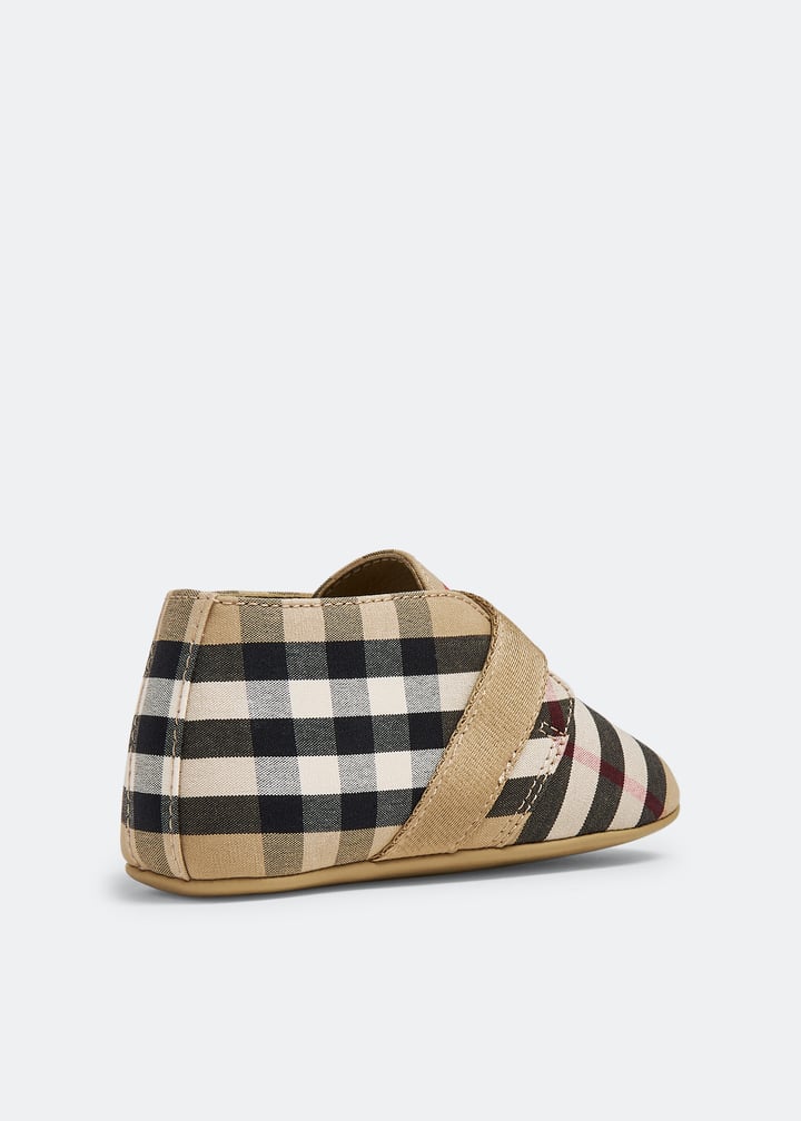 Burberry Kid's Charlton Vintage Check Grip-Strap Booties, Baby