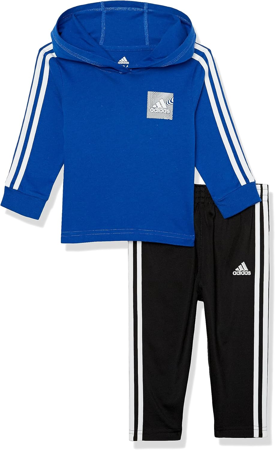 Adidas Baby Boys Long Sleeve Hooded Shirt and Pants, 2 Piece Set