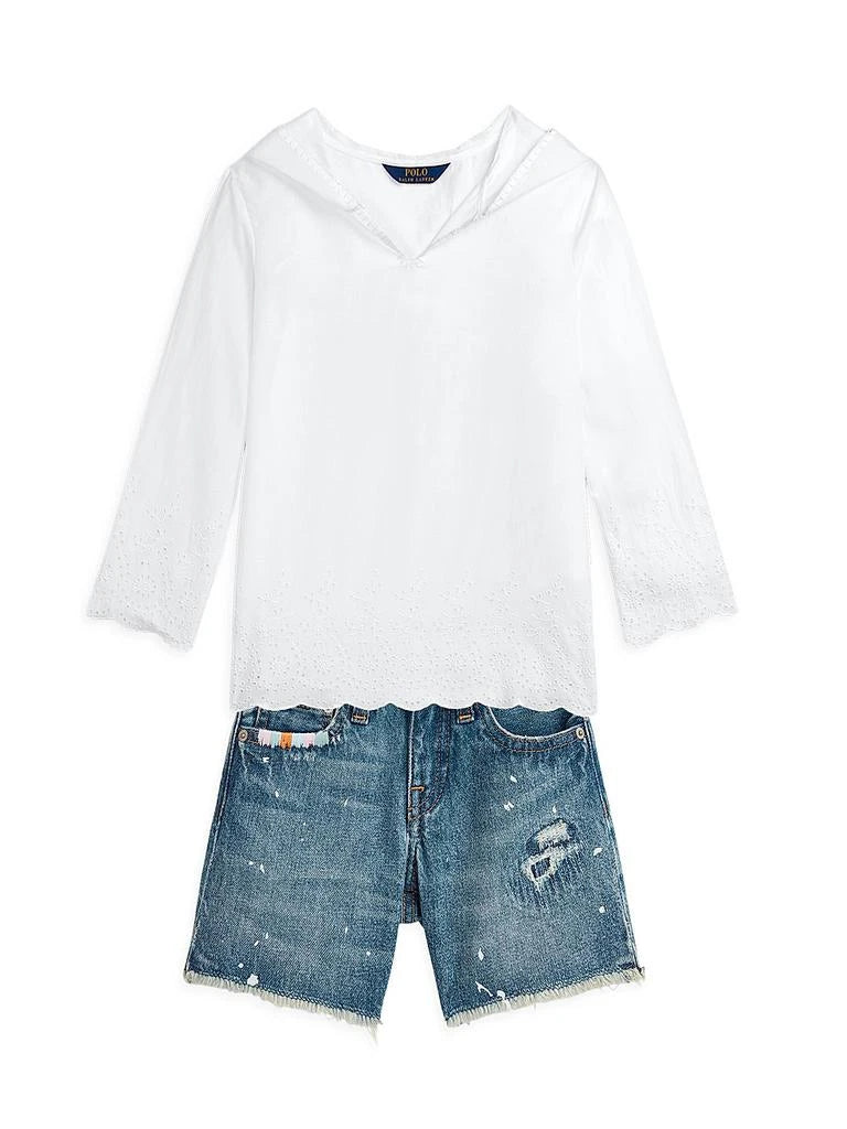 RALPH LAUREN Eyelet-Embroidered Cotton Hooded Top