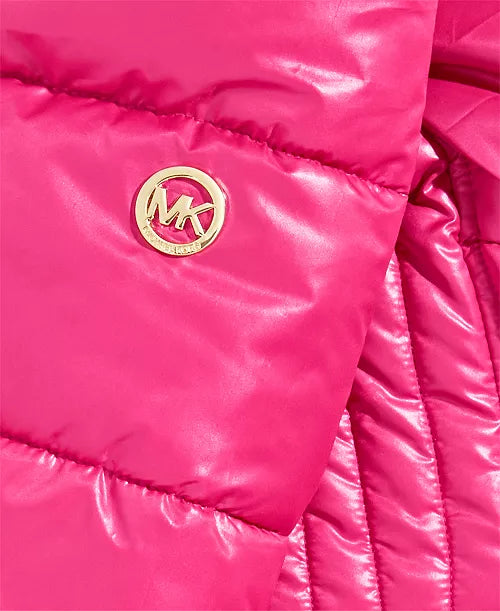 Michael Kors Toddler Girls Hooded Puffer Stadium Coat with Faux-Fur Trim