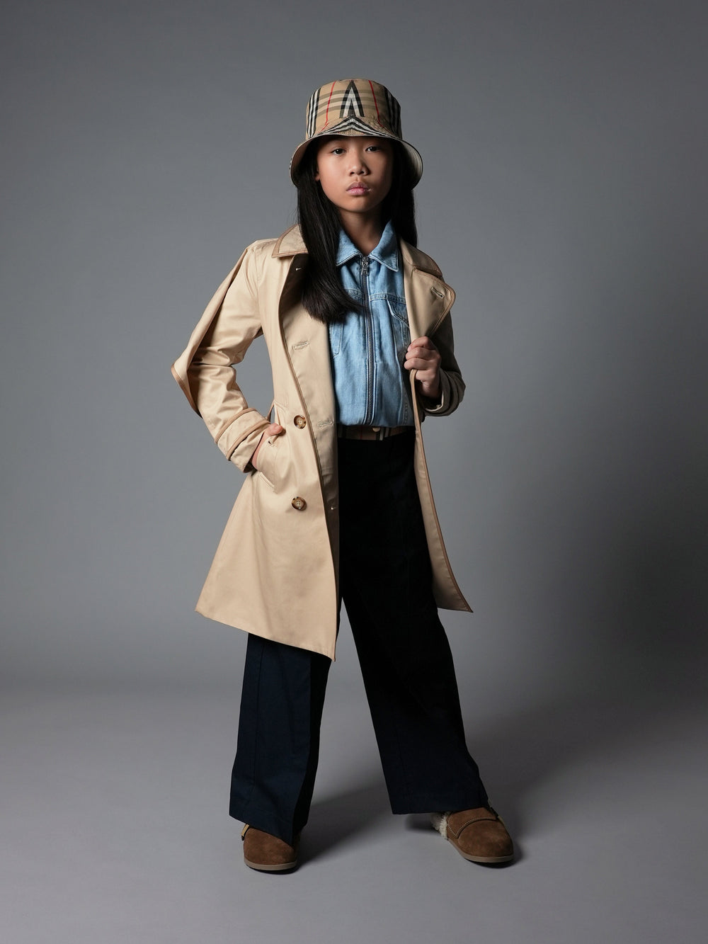 Burberry Girls Belted Long Trench Coat