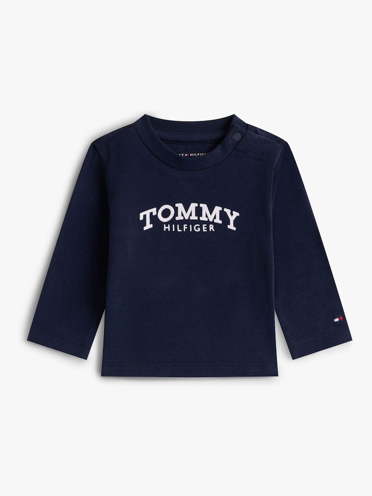 Tommy Hilfiger Blue Textured Long Sleeve T-Shirt