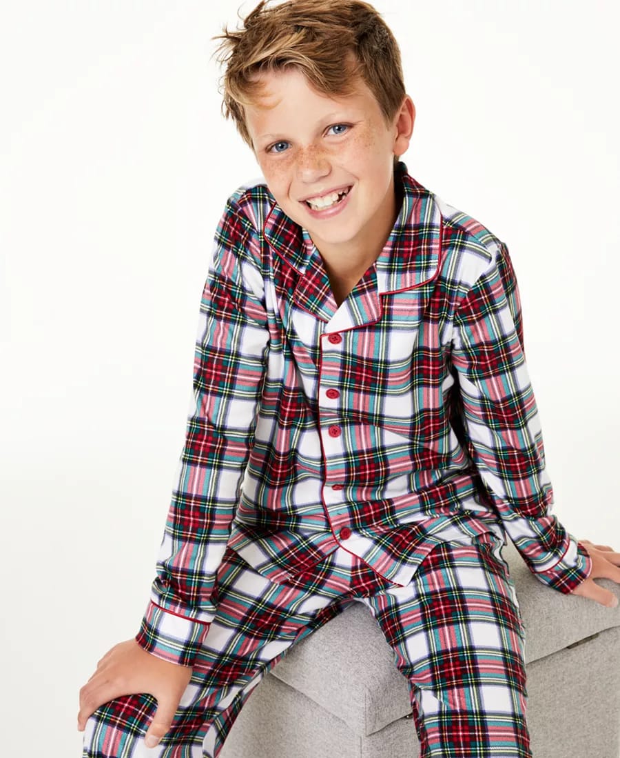 Matching Kids Stewart Plaid Pajama Set