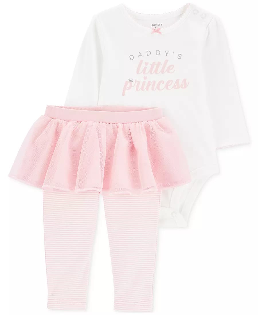 Baby Girls Daddy's Princess Bodysuit & Pants, 2 Piece Set