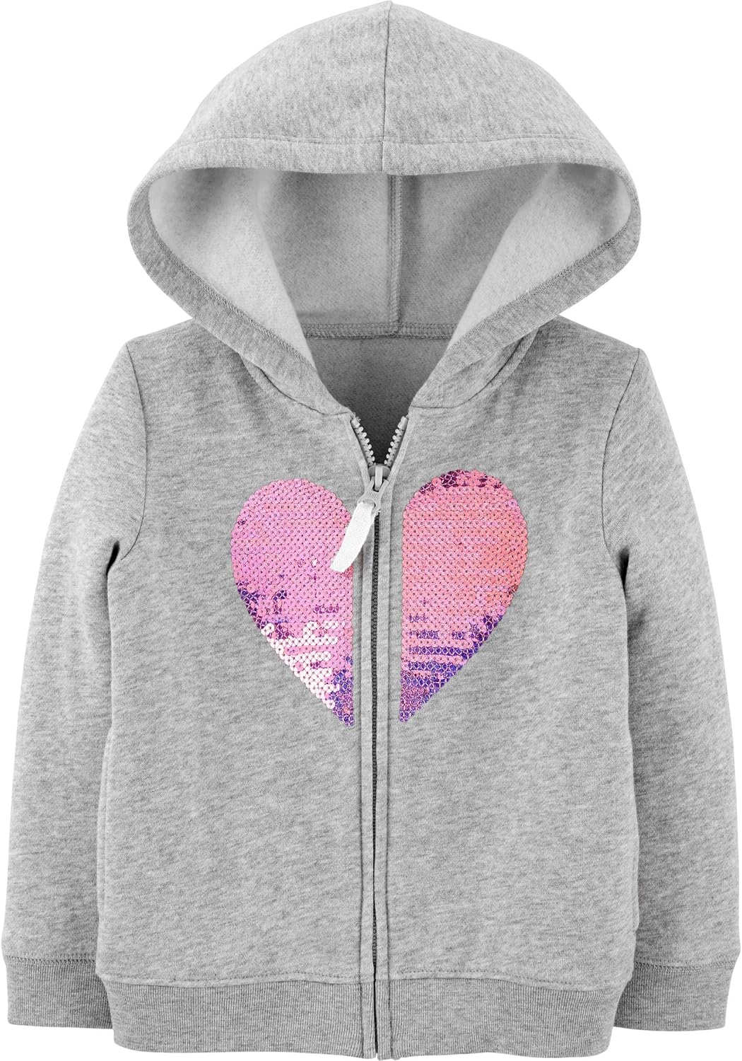 Carter's Girls' Fleece Full Zip up Hoodie Sequins Heart