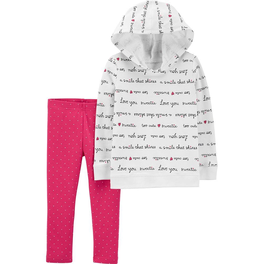 Carter's 2-Piece Slogan Hoodie & Polka Dot Legging Set - Baby Girl