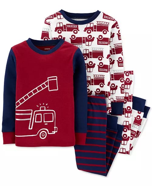 Carter's Baby Boys 4-Pc. Snug-Fit Cotton Fire Truck Pajamas Set