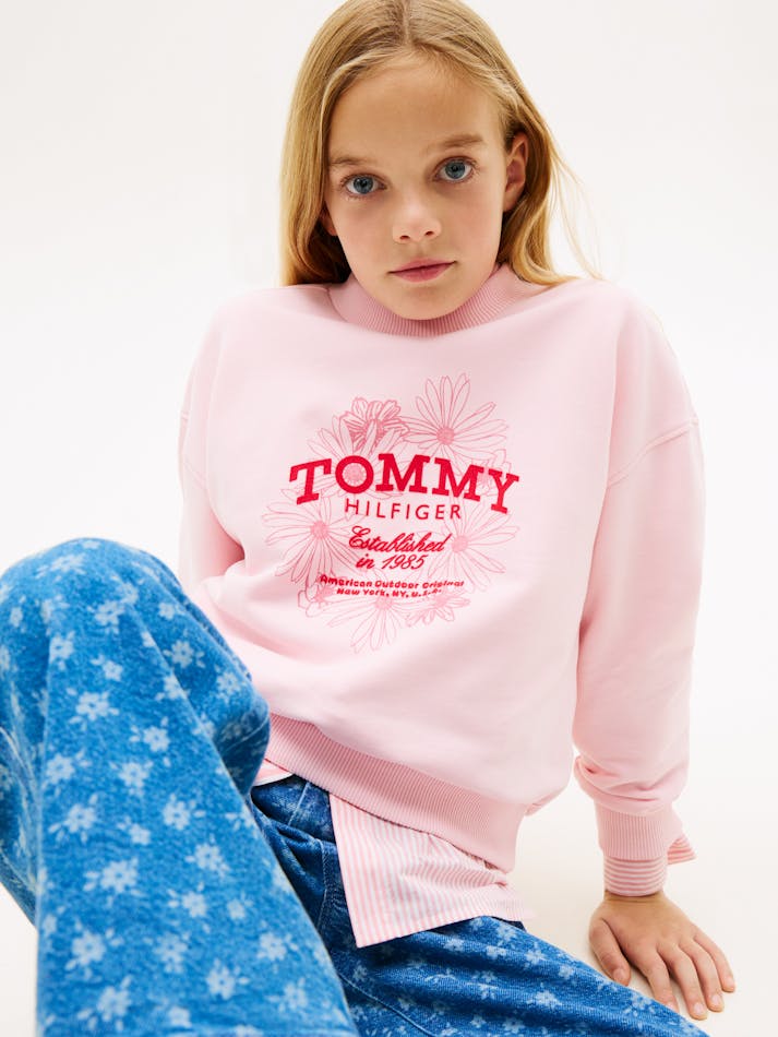 Tommy Hilfiger Flock Logo Terry Crew Neck Sweatshirt