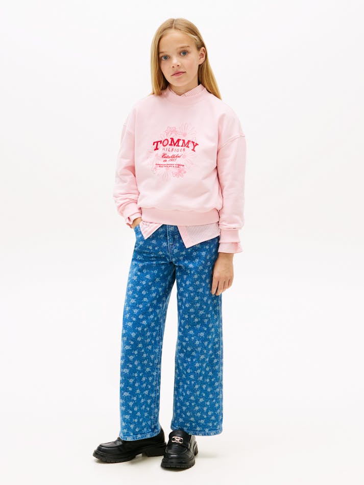 Tommy Hilfiger Flock Logo Terry Crew Neck Sweatshirt