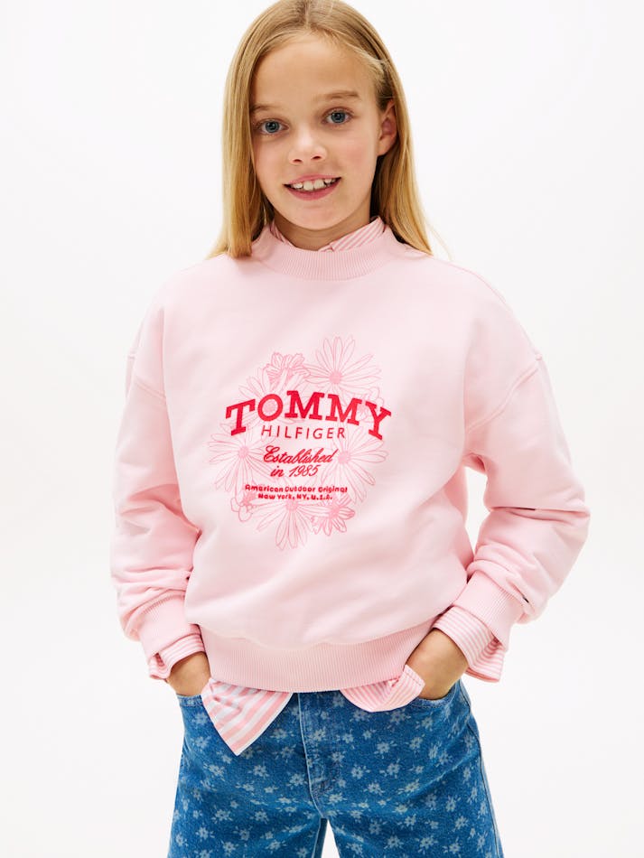 Tommy Hilfiger Flock Logo Terry Crew Neck Sweatshirt