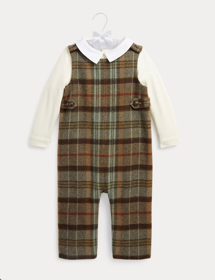 Ralph Lauren Cotton Bodysuit & Tweed Overall Set
