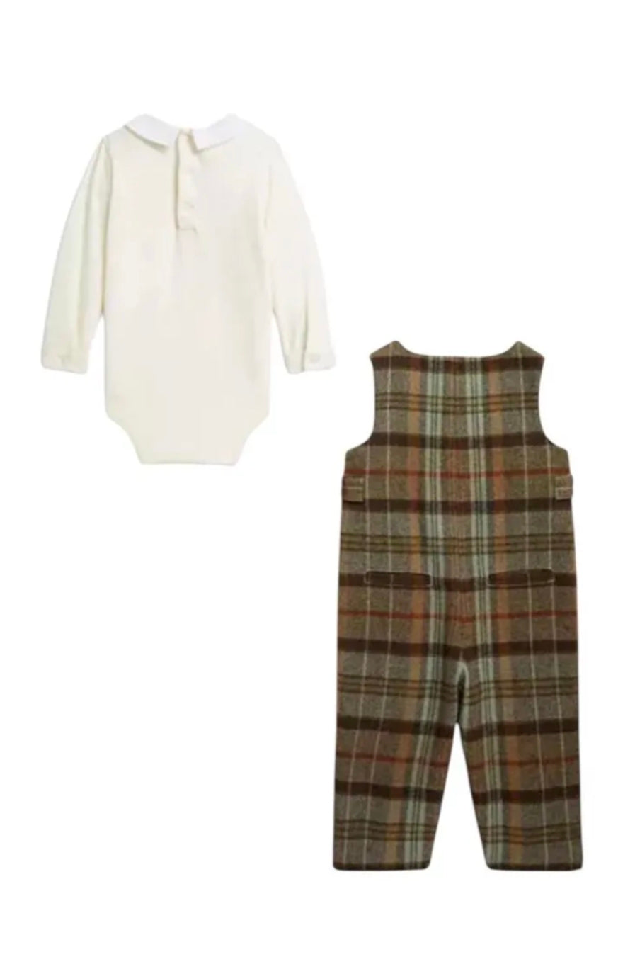 Ralph Lauren Cotton Bodysuit & Tweed Overall Set