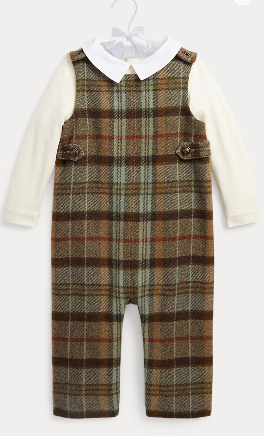 Ralph Lauren Cotton Bodysuit & Tweed Overall Set