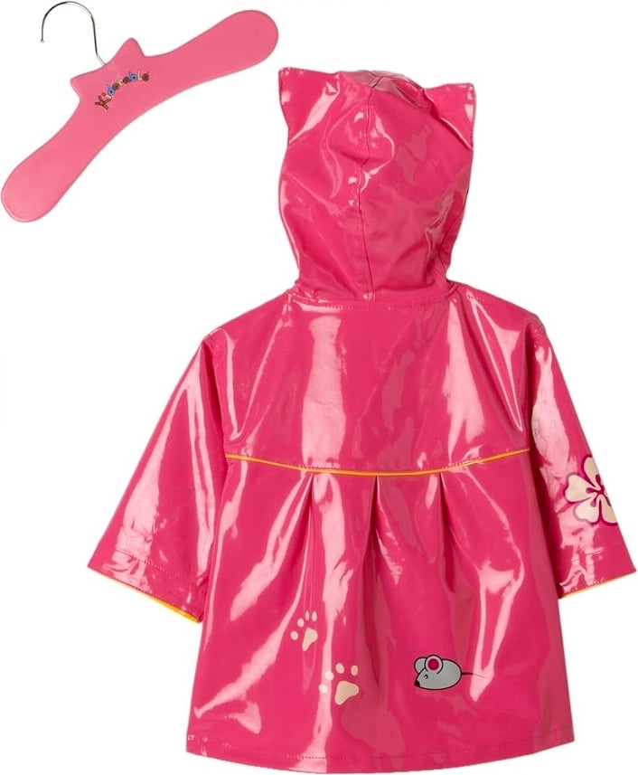 Kids Waterproof Jacket Childrens Coat Pink Cat Hooded Raincoat Mac - Kidorable