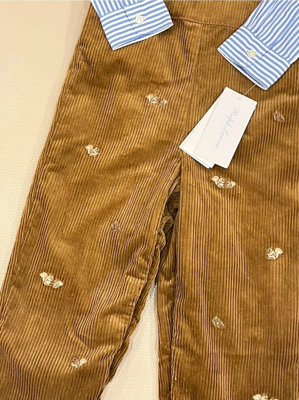 Ralph Lauren Baby Boy Striped Shirt & Corduroy Overall Set