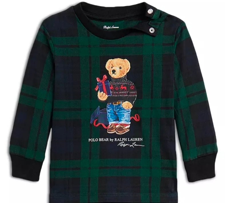 Ralph Lauren Boys' Polo Bear Graphic Plaid Tee