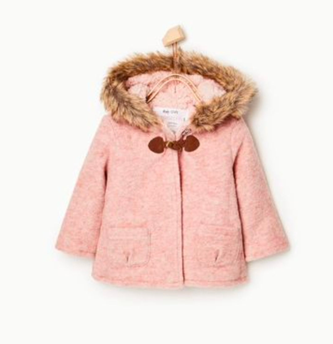 Zara Faux Fur Hooded Coat- Baby Girl