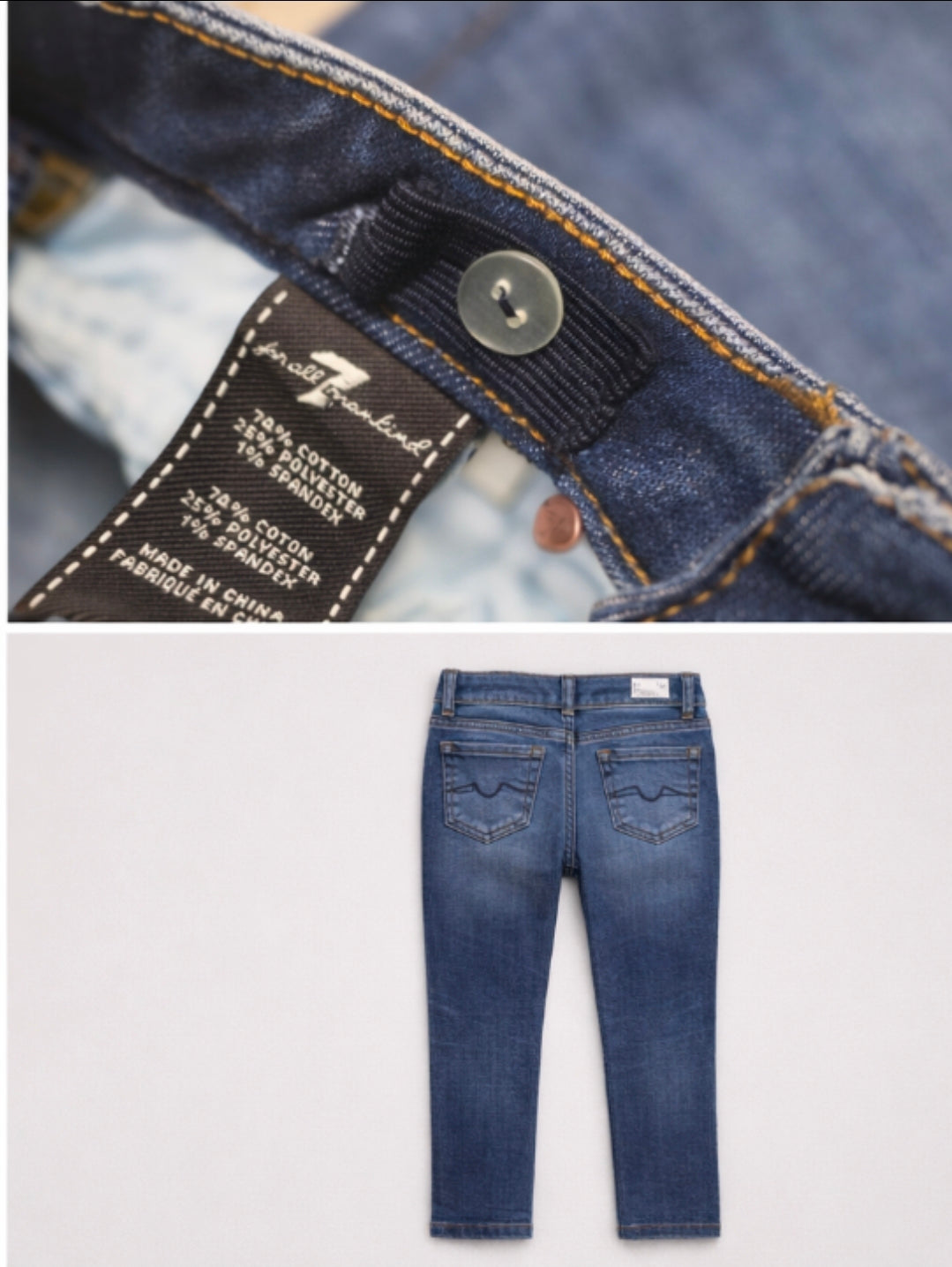 7 For All Mankind Girls Stretch Denim Skinny Jeans