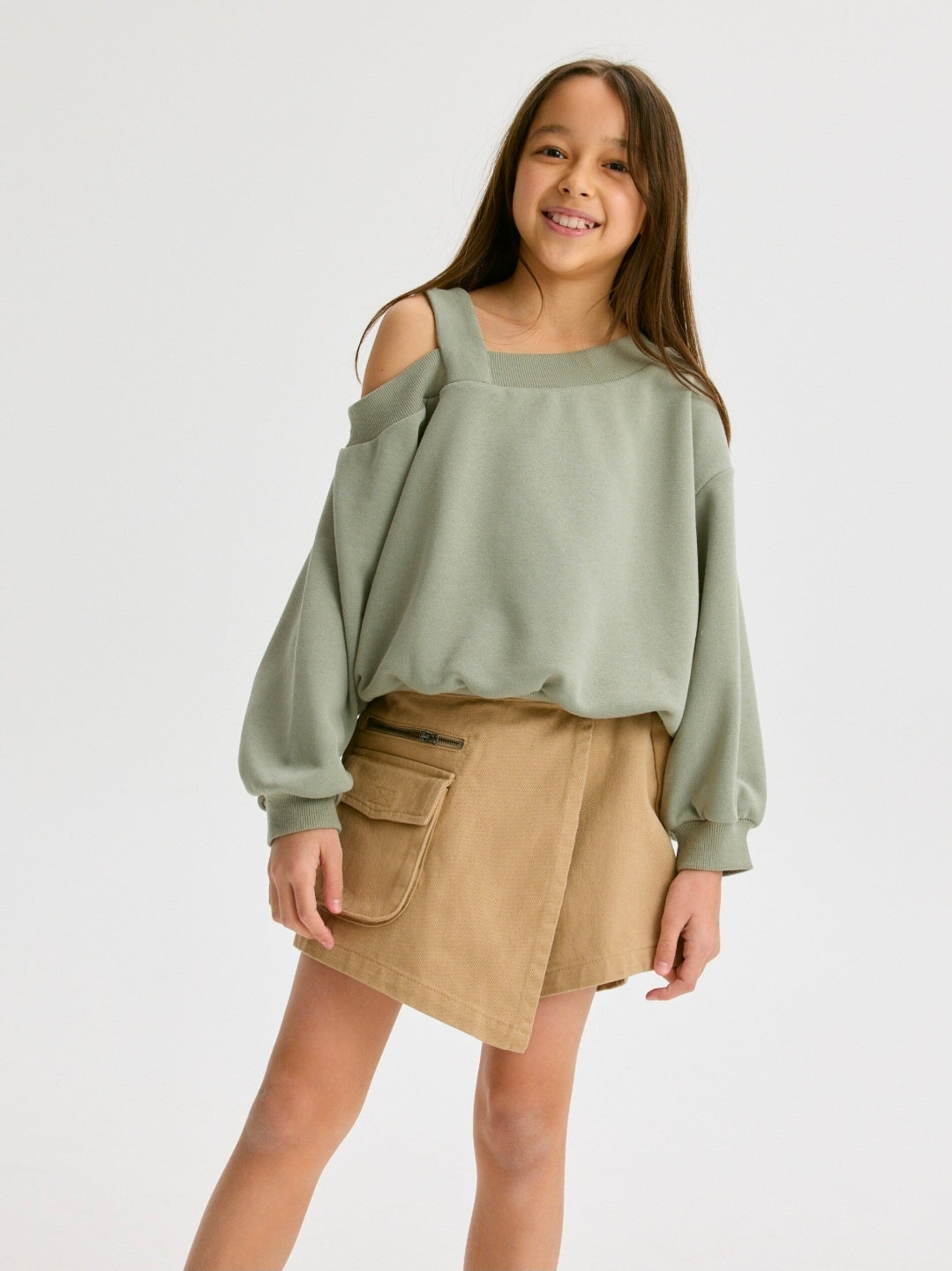 Reserved – Girls Beige Relaxed Denim Skort