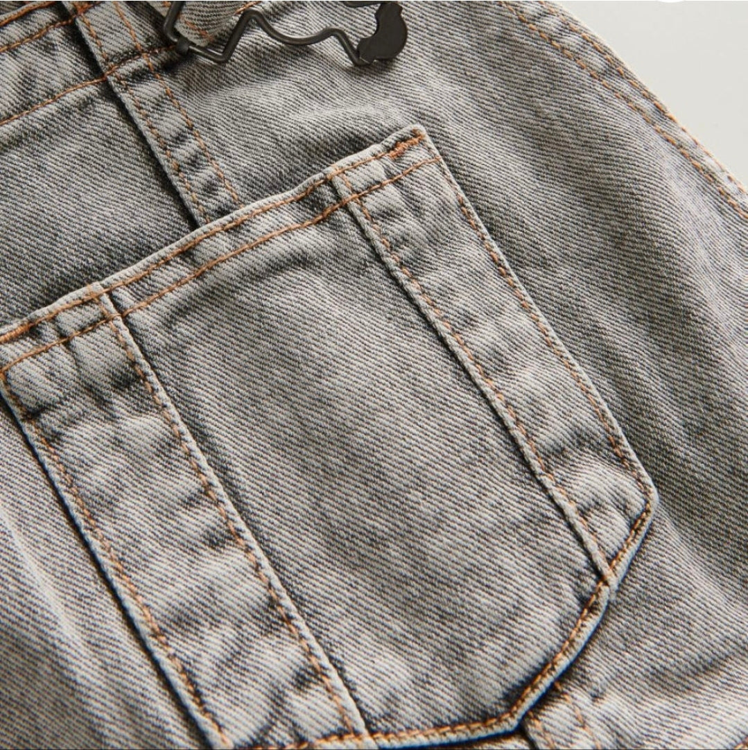 Reserved Girl's Grey Classic Denim Overalls