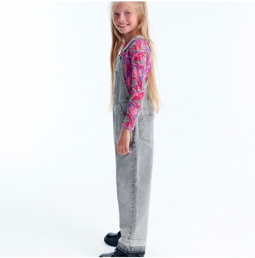 Reserved Girl's Grey Classic Denim Overalls
