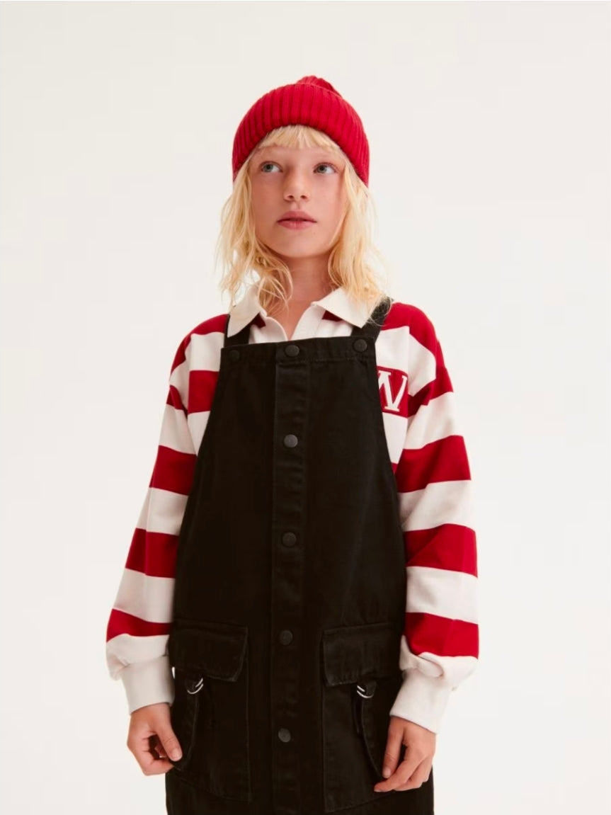 Reserved Girl's Black Buttoned Dress