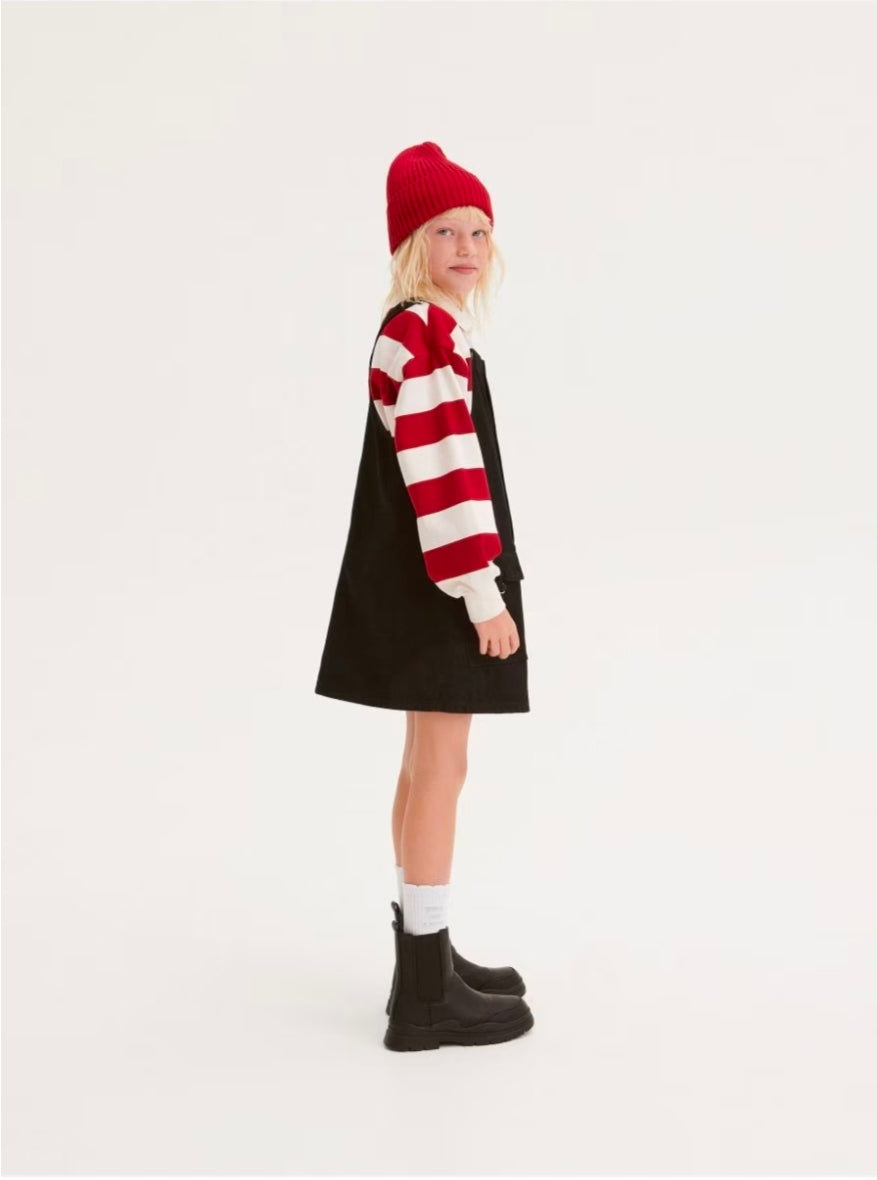 Reserved Girl's Black Buttoned Dress