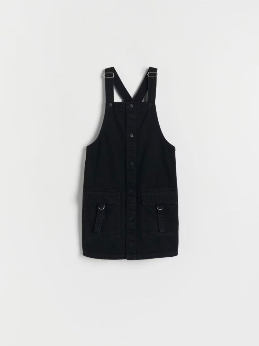 Reserved Girl's Black Buttoned Dress