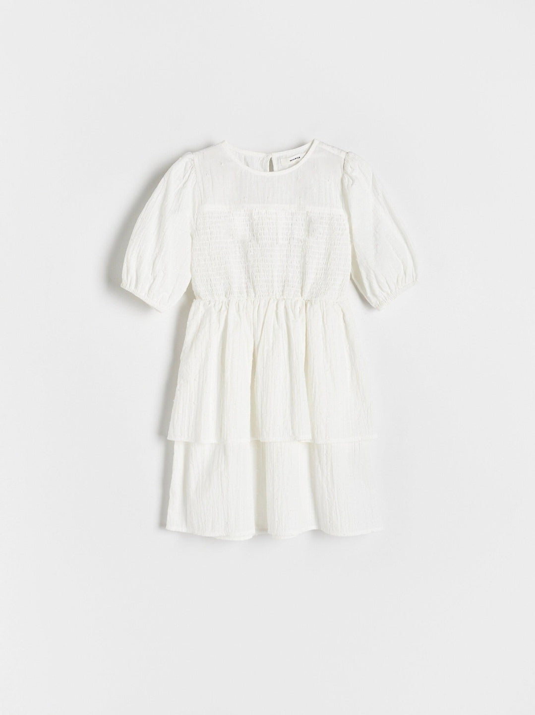 Reserved Girls Off-White Cotton Dress with Ruffles