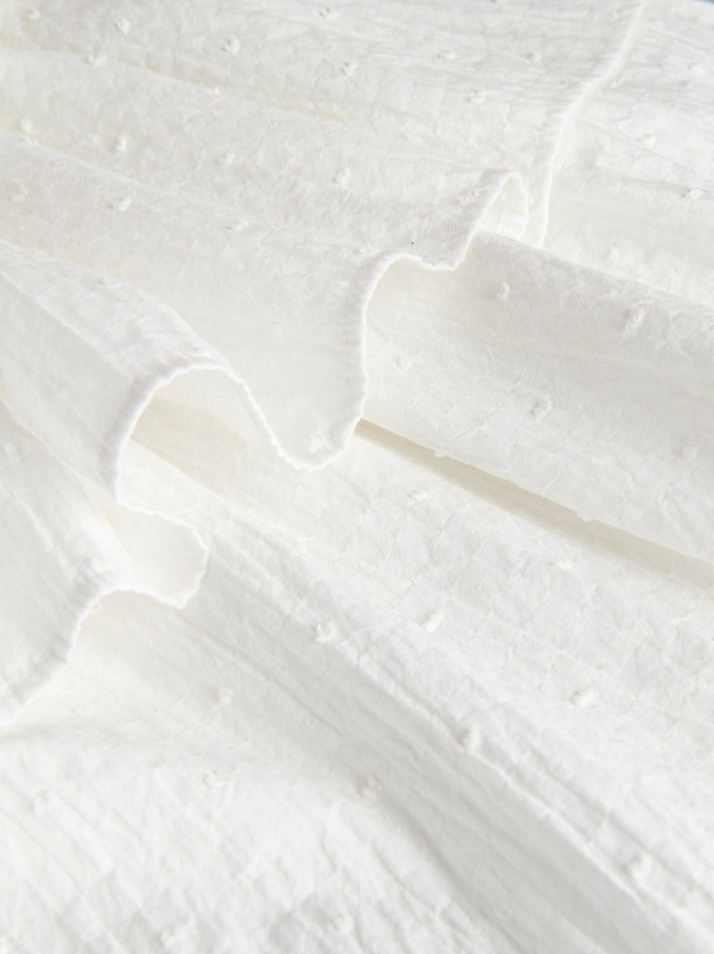 Reserved Girls Off-White Cotton Dress with Ruffles