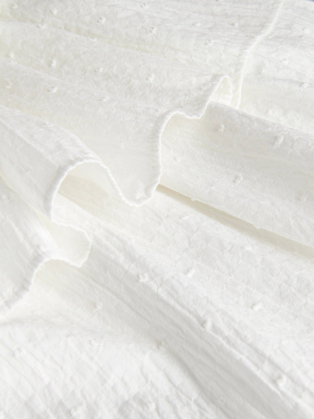 Reserved Girls Off-White Cotton Dress with Ruffles