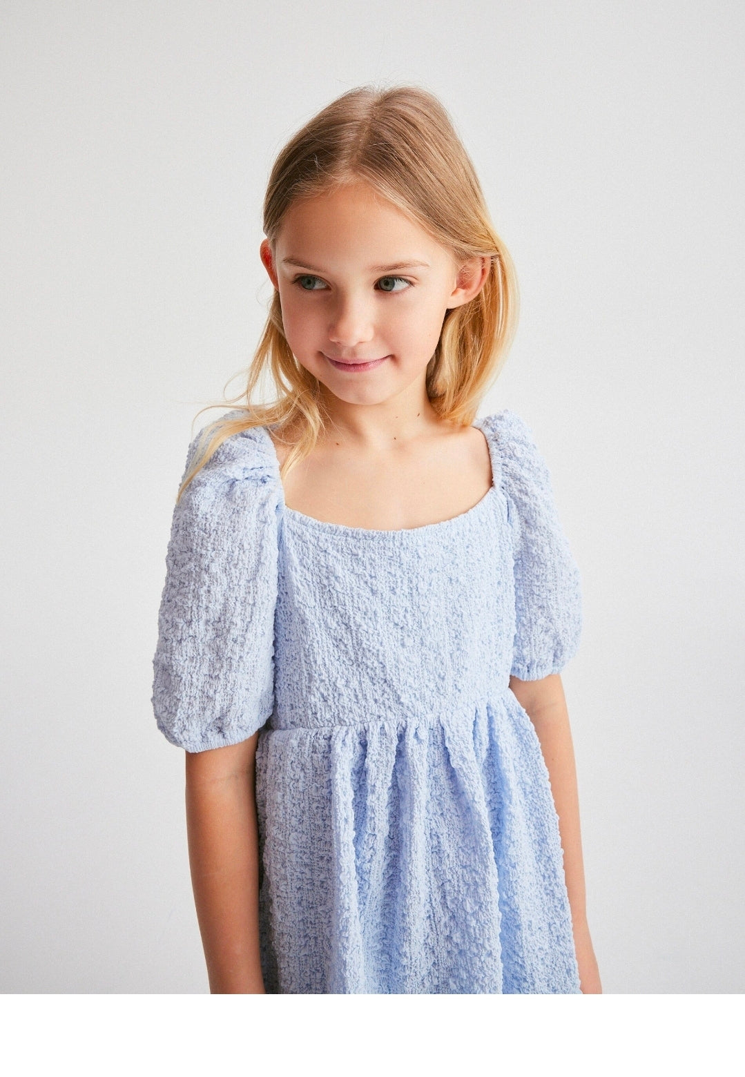 Reserved Girls Dress with Puff Sleeves and Smocked Bodice