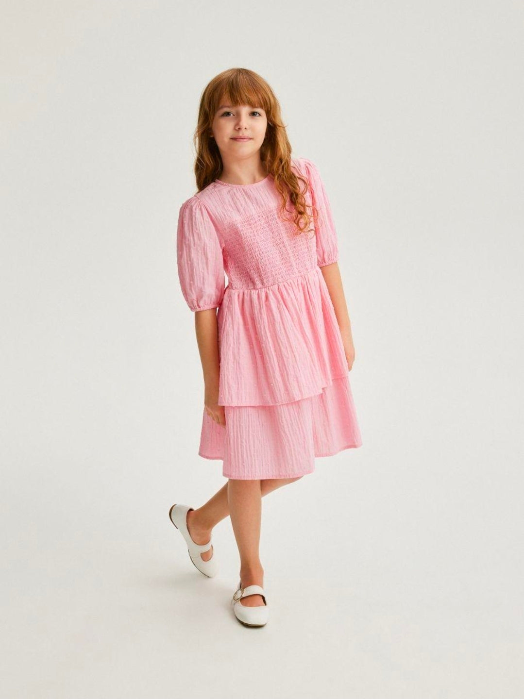 Reserved Girls Pink Cotton Ruffle Dress