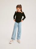 Reserved Girl's Black Long Sleeve T-Shirt With Cut-Outs