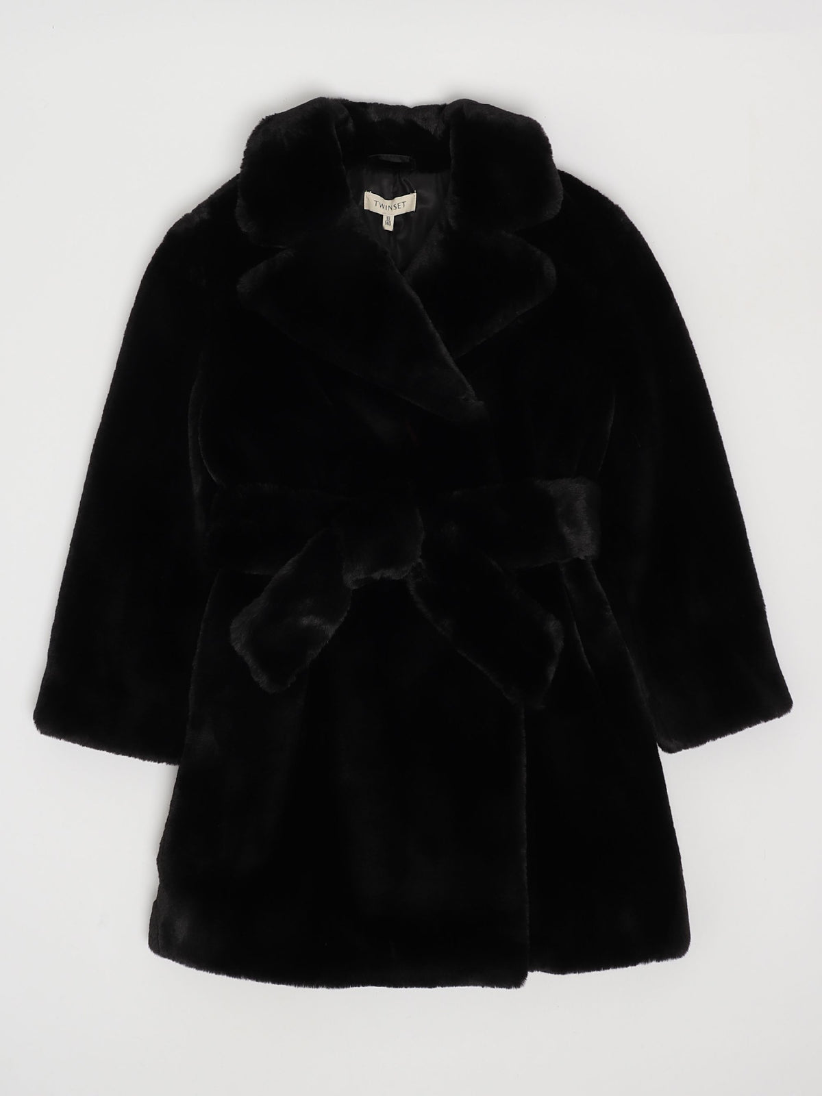 Twinset faux fur coat with belt for girls